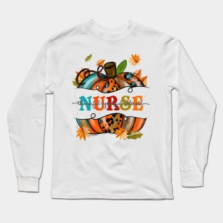 Autumn Fall Outfit Nurse Thankful Grateful Blessed Pumpkin Shirt Long Sleeve T-Shirt